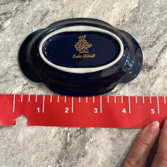 Vintage Echt Kobalt candy, nut,footed dish with trinket dish for jewelry AS SET - Picture 4 of 10